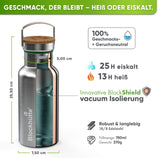 Premium Edelstahl Trinkflasche isoliert - Blockhütte - BH0013