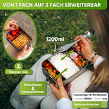 Premium Edelstahl Brotdose mit 2 Trennwänden