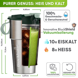 Isolierter Edelstahl Thermobecher für Kaffee und Tee – Dunkelgrün, 350ml, Ansicht 3
