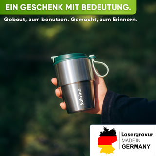 Isolierter Edelstahl Thermobecher für Kaffee und Tee – Dunkelgrün, 350ml, Ansicht 5