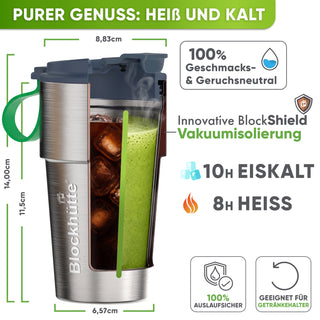 Isolierter Edelstahl Thermobecher für Kaffee und Tee – Grau, 350ml, Ansicht 3