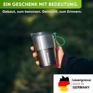 Isolierter Edelstahl Thermobecher für Kaffee und Tee – Grau, 350ml, Ansicht 5