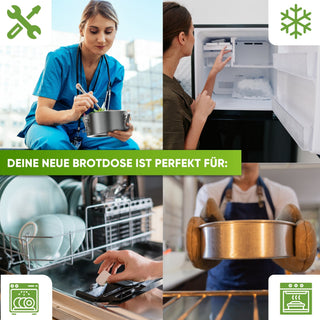 Runde Lunchbox aus Edelstahl mit Dichtung & Löffel | 780ml |