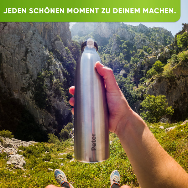 Individualgravur für die Edelstahl Sport Trinkflasche - Blockhütte - trinkflasche thermoskanne trinkflasche kinder trinkflasche 1l wasserflasche trinkflasche fahrrad thermosflasche thermoskanne 1l water bottle edelstahl trinkflasche flasche fahrradflasche trinkflasche 1 5 liter air up flasche starter set trinkflaschen flaschen wasserflasche 1l