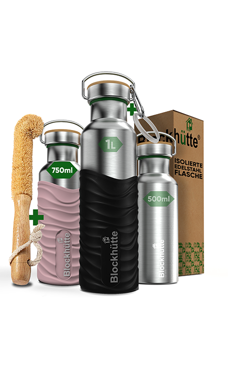 Edelstahl Trinkflasche mit Silikonmantel