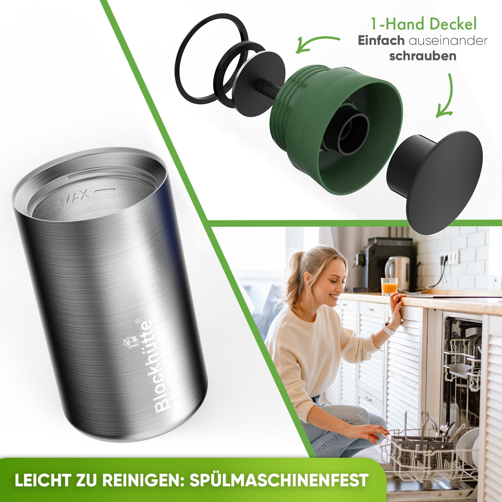 Thermobecher Edelstahl für Kaffee und Tee | 354ml | Schwarz