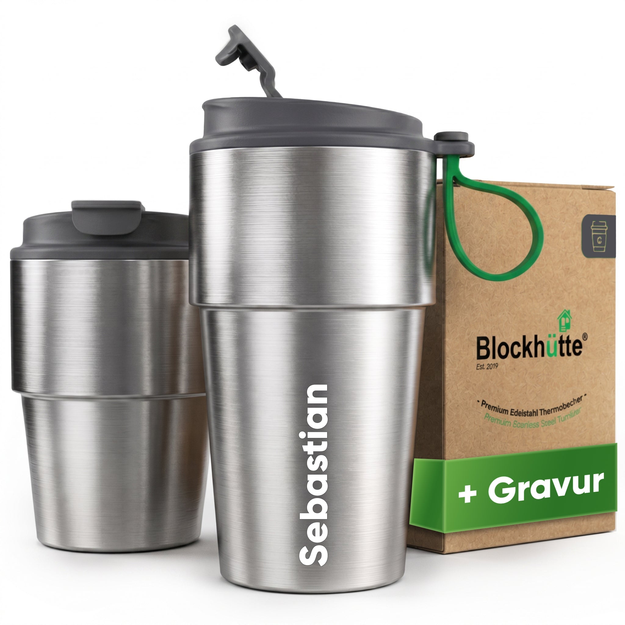 Thermobecher Kaffee to Go Personalisiert mit Namensgravur – Blockhütte