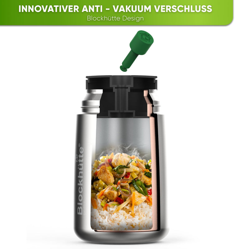 Edelstahl Thermo Lunchbox mit Anti - Vakuum Stöpsel | 730ml |