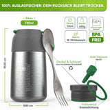 Edelstahl Thermo Lunchbox mit Anti - Vakuum Stöpsel | 730ml |