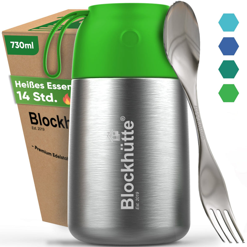 Edelstahl Thermobehälter - Farbig - Blockhütte - BH0024 - GIFTGRUEN