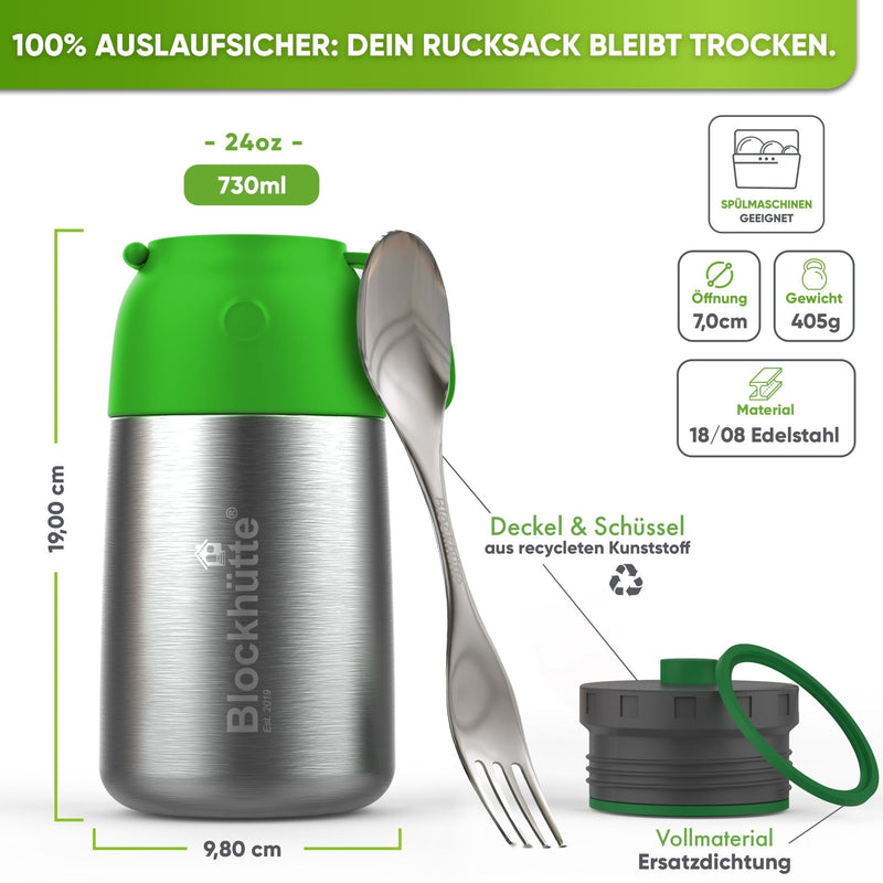 Edelstahl Thermobehälter - Farbig - Blockhütte - BH0024 - TUERKIS