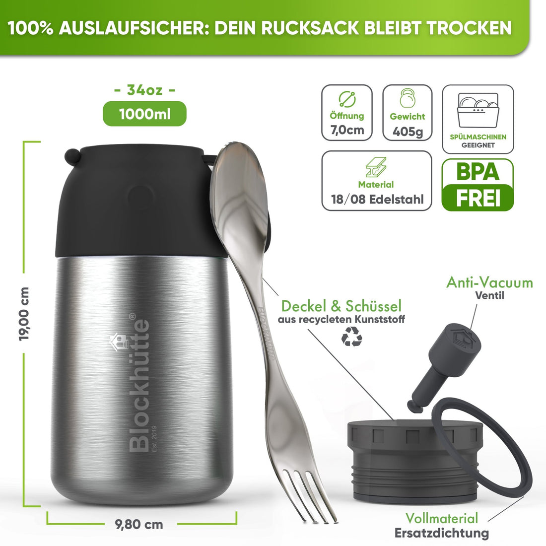 essen in edelstahl aufbewahren Thermobehälter Essen aus hochwertigem Edelstahl