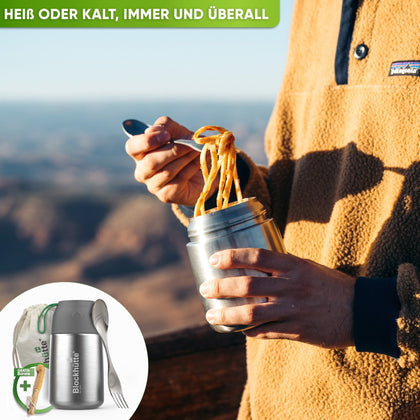 Edelstahl Thermobehälter für Essen - Blockhütte - BH0022-SCHWARZ