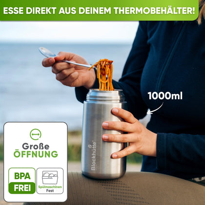 Edelstahl Thermobehälter für Essen - Blockhütte - BH0022-SCHWARZ