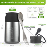 Edelstahl Thermobehälter für Essen - Blockhütte - BH0022-SCHWARZ
