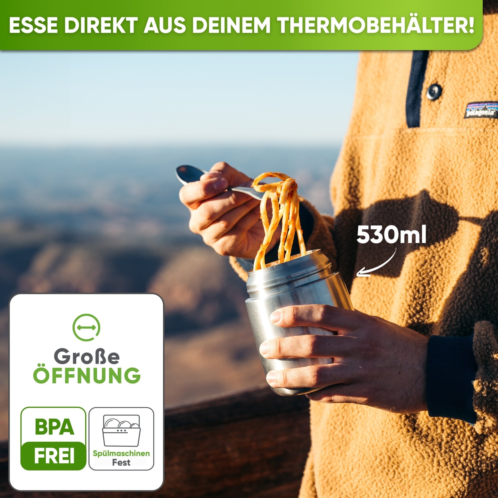 Edelstahl Thermobehälter für Essen - Blockhütte - BH0023-TUERKIS