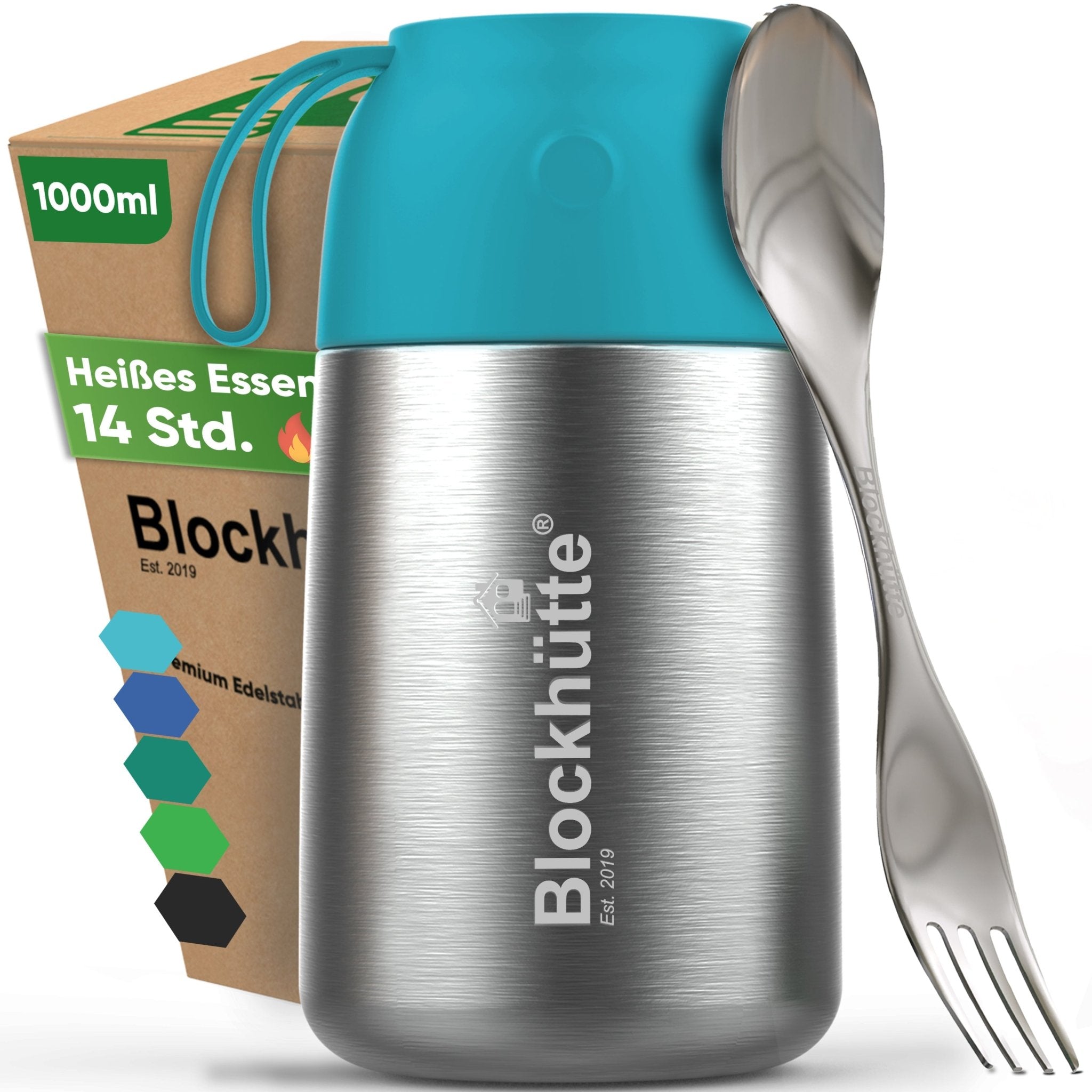 Edelstahl Thermobehälter für Essen - Blockhütte - BH0024-TUERKIS