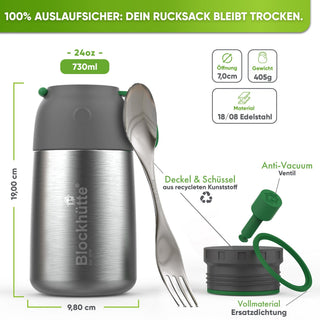 Edelstahl Thermobehälter mit Anti - Vakuum Stöpsel - Blockhütte - BH0022