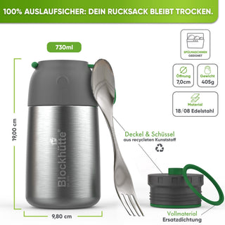 Edelstahl Thermobehälter mit Anti - Vakuum Stöpsel | 1000ml |