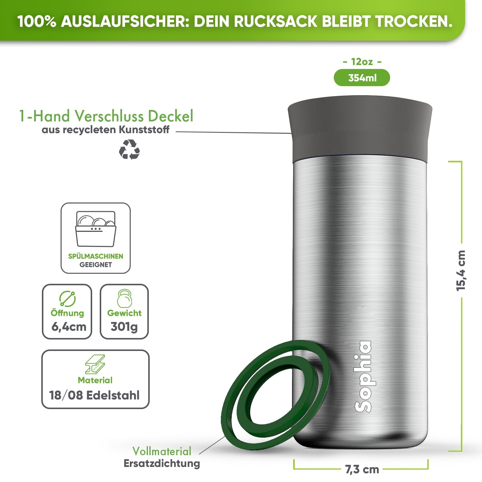 Individual Gravur für den Edelstahl Thermobecher - Blockhütte - I_TMB_500 - BLACK