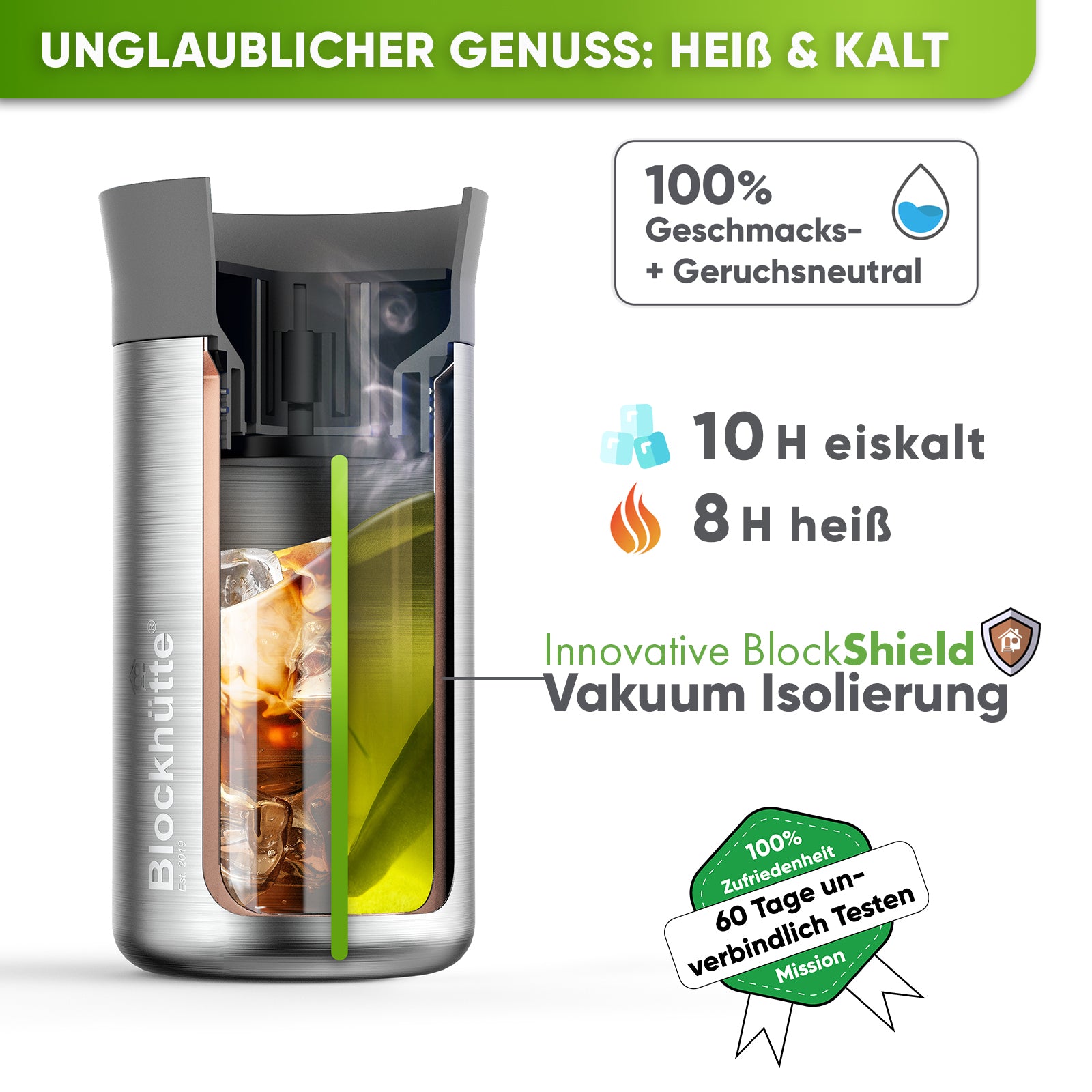 Individual Gravur für den Edelstahl Thermobecher - Blockhütte - I_TMB_500 - BLACK