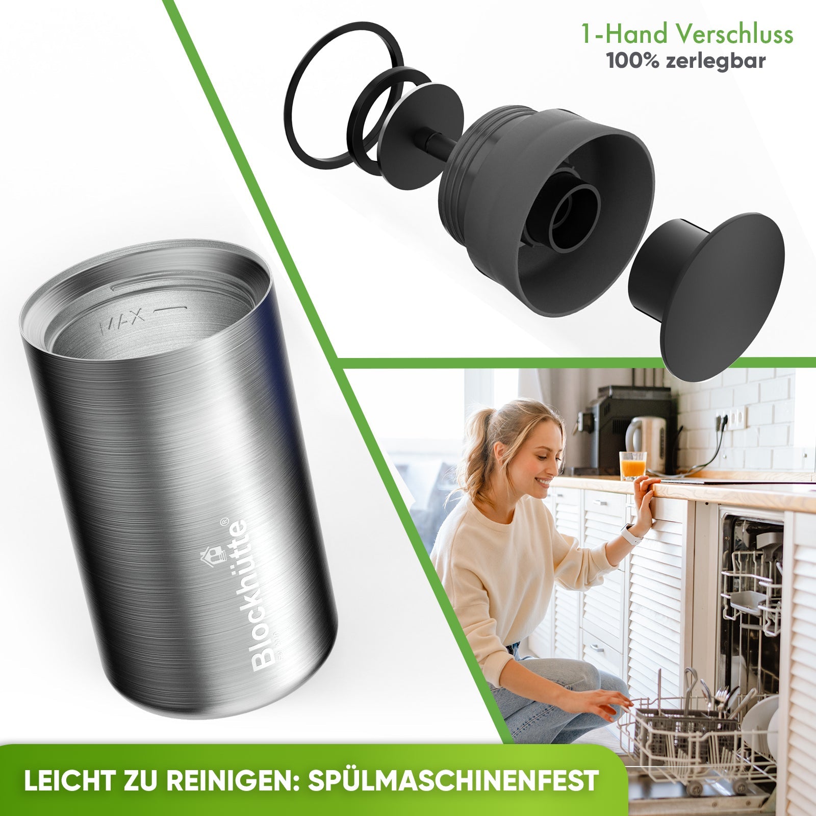 Individual Gravur für den Edelstahl Thermobecher - Blockhütte - I_TMB_500 - BLACK