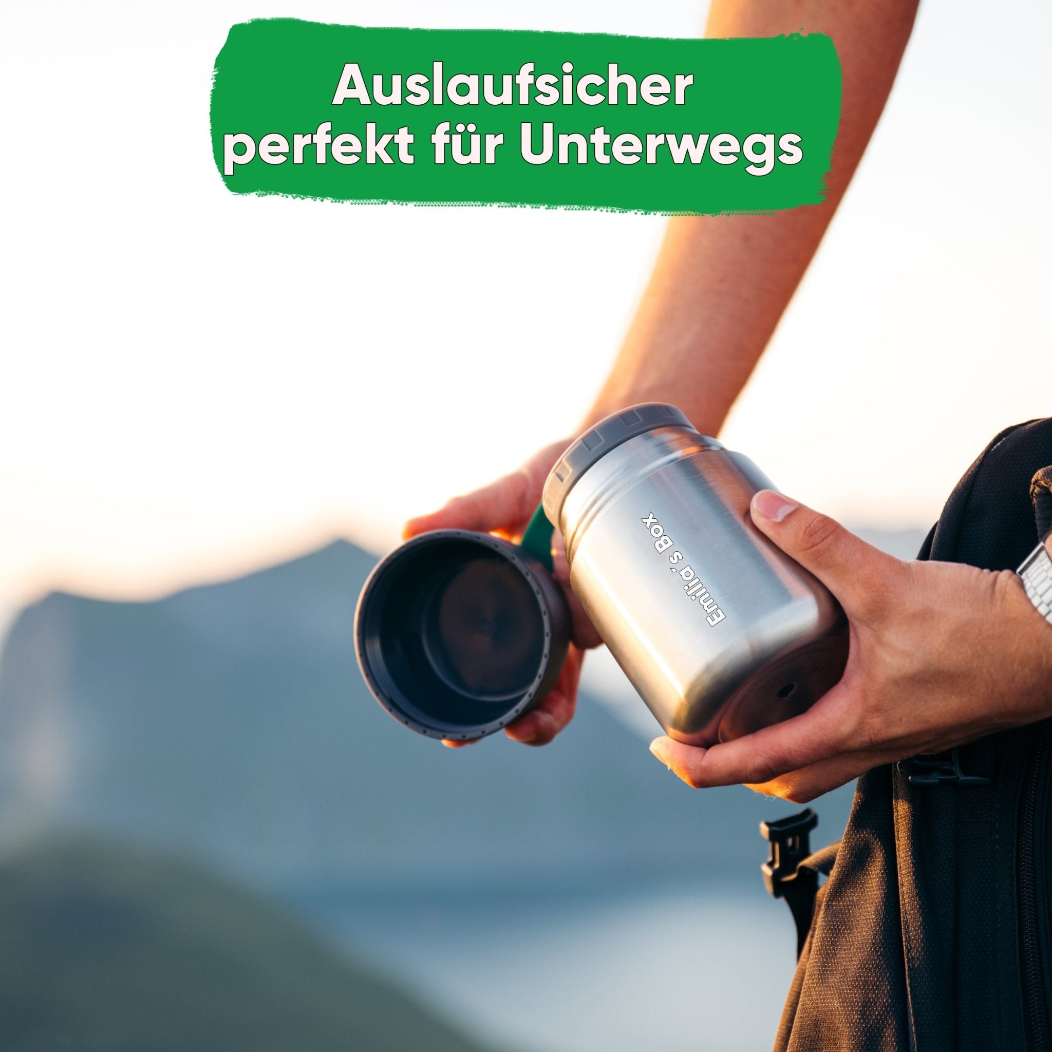Individual Gravur für den Edelstahl Thermobehälter - Blockhütte - I_TLB_1000