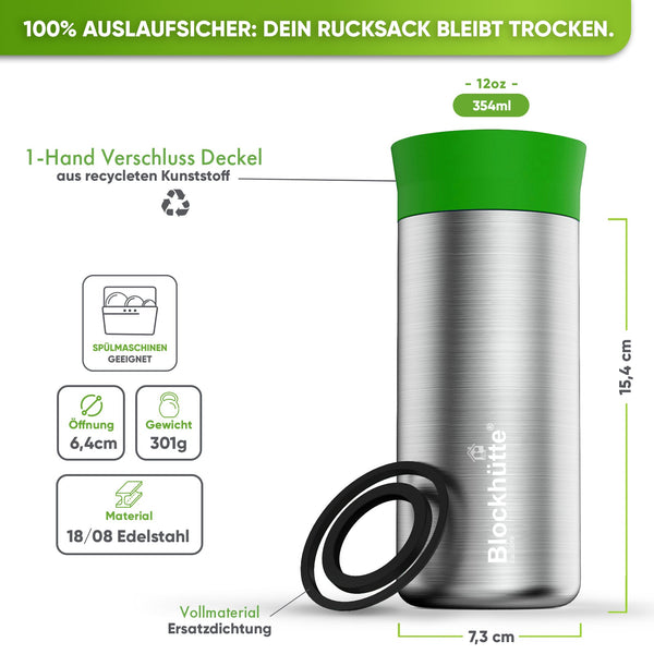 Premium Edelstahl Thermobecher für Kaffee und Tee - Blockhütte - BH0030