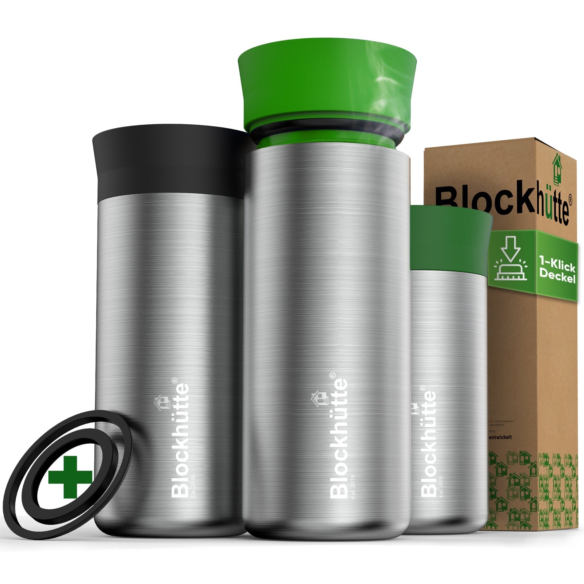 Premium Edelstahl Thermobecher für Kaffee und Tee - Blockhütte - BH0030