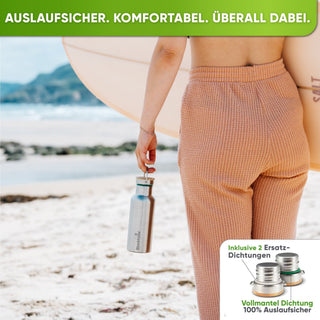 Premium Edelstahl Trinkflasche isoliert - Blockhütte - BH0006