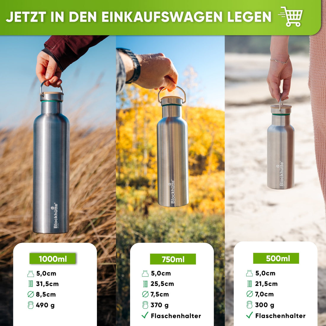 Premium Edelstahl Trinkflasche – 1000ml