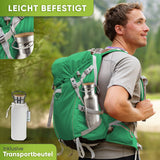 Premium Edelstahl Trinkflasche isoliert - Blockhütte - BH0013
