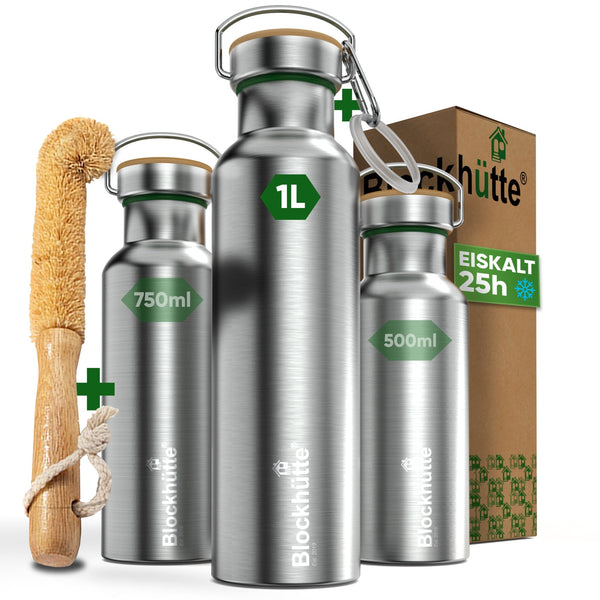 Edelstahl Trinkflaschen 500 ml, 750 ml, 1 Liter