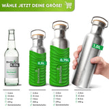 Premium Edelstahl Trinkflasche isoliert mit Silikonmantel - Blockhütte - BH0007-BLAU