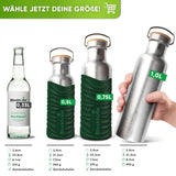 Premium Edelstahl Trinkflasche isoliert mit Silikonmantel - Blockhütte - BH0007 - DUNKELGRUEN