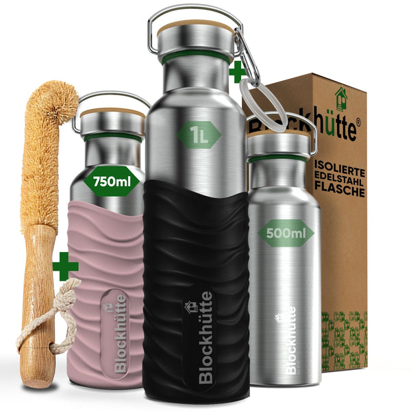 Edelstahl Trinkflaschen 500 ml, 750 ml, 1 Liter