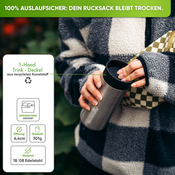 Thermobecher Edelstahl für Kaffee und Tee - Blockhütte - BH0034