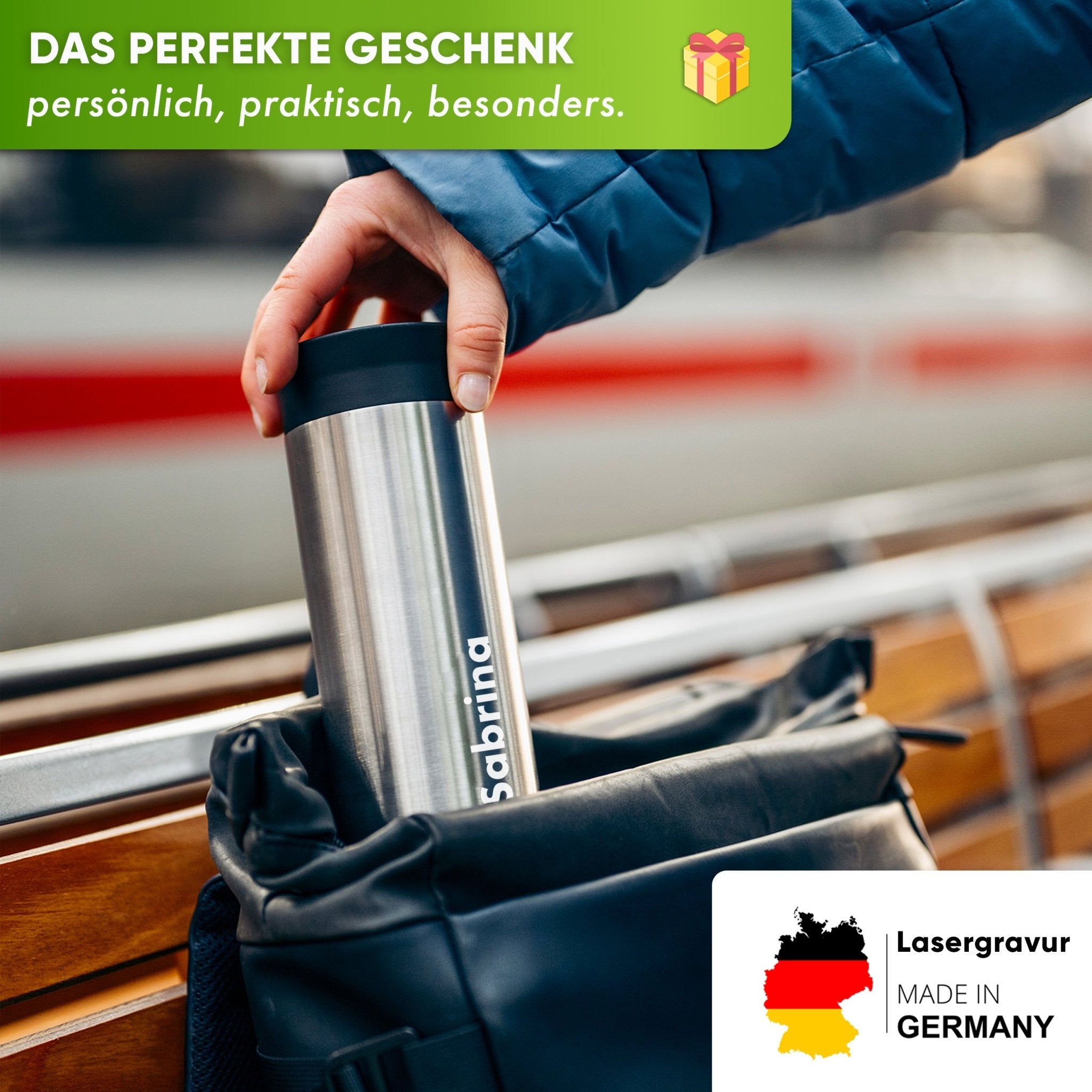 Thermobecher Edelstahl für Kaffee und Tee | 354ml | Schwarz