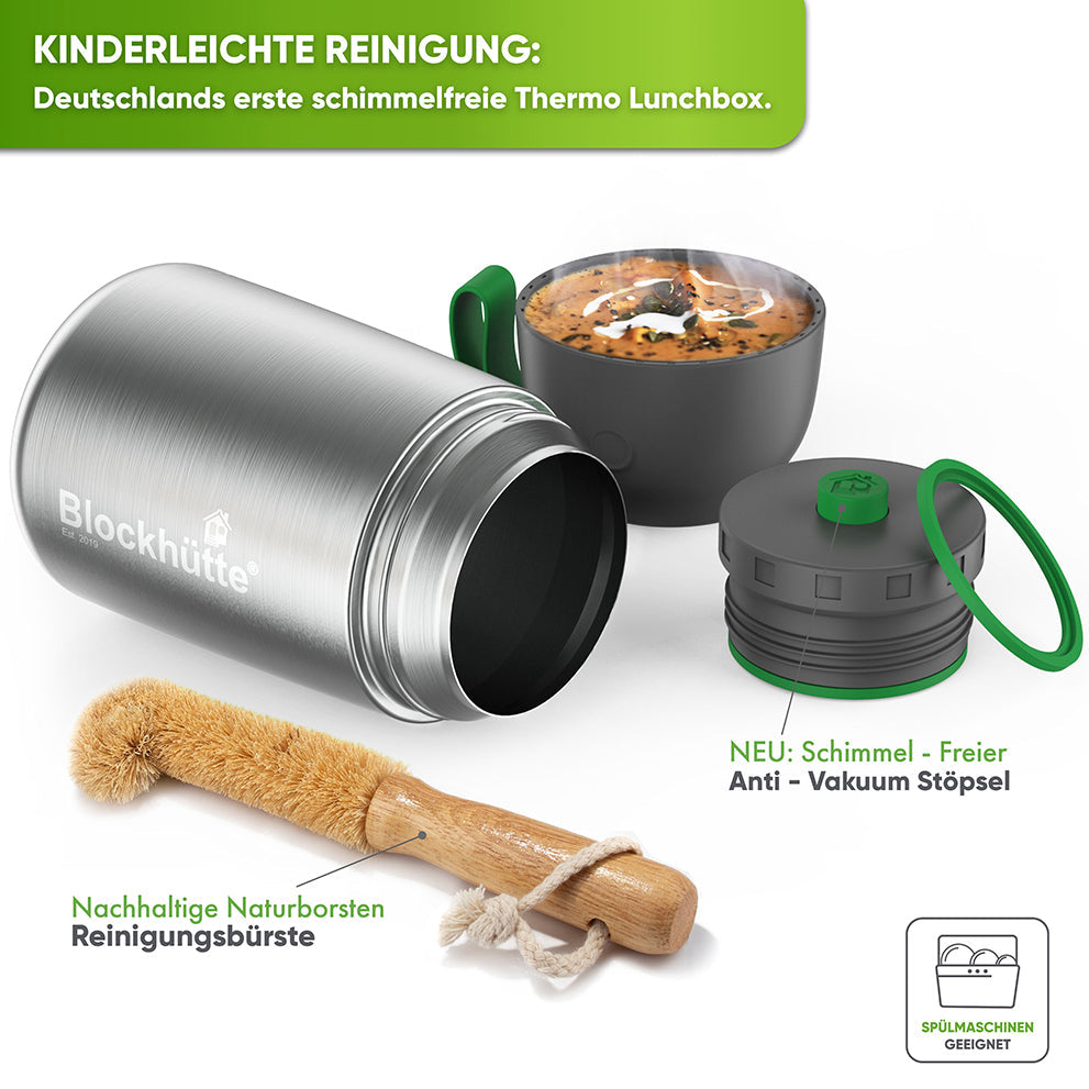 Edelstahl Thermo Lunchbox mit Anti - Vakuum Stöpsel - 530ml