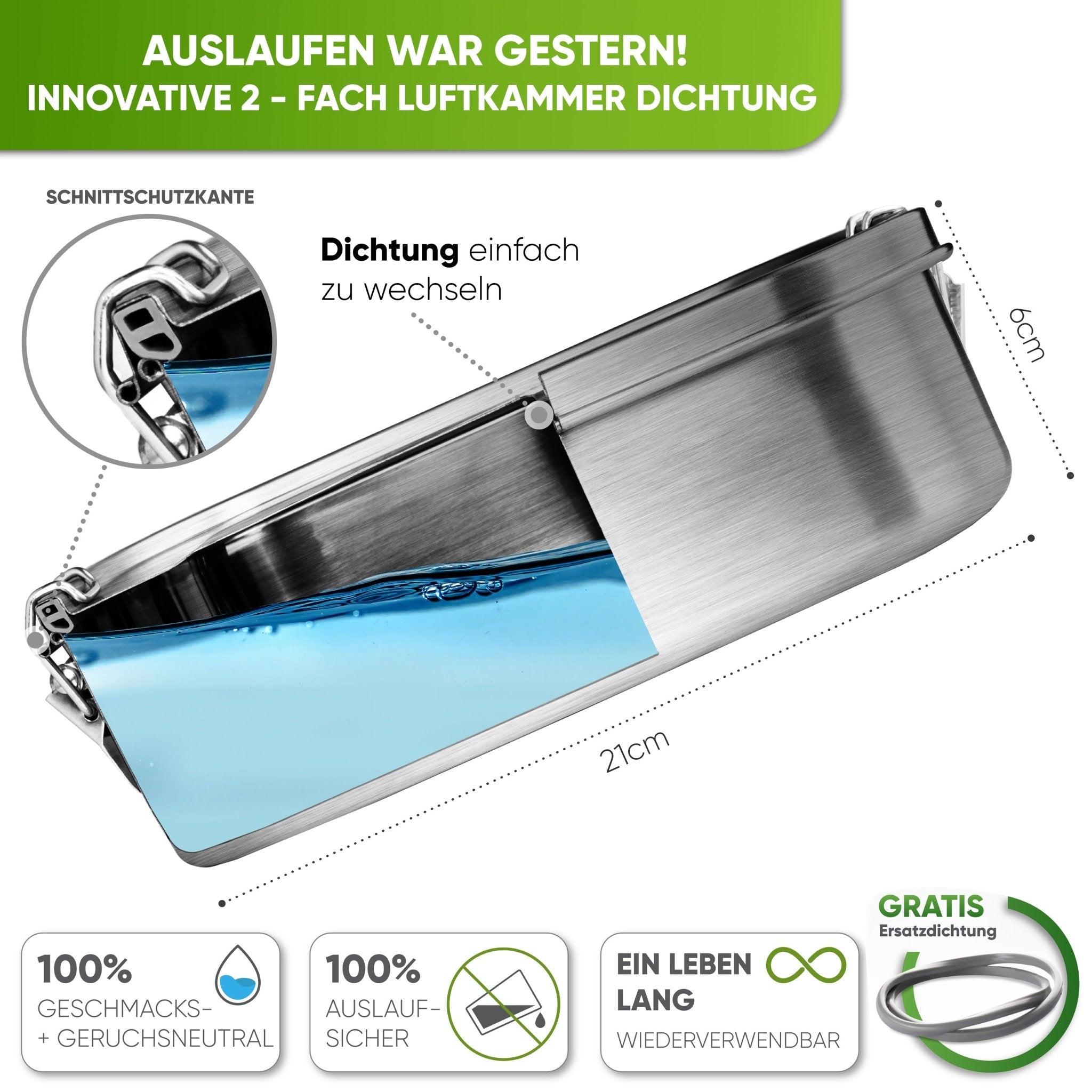 Abenteuer Bundle - Edelstahl Brotdose + Edelstahl Trinkflasche | Edelstahl Trinkflasche: 500ml | Edelstahl Brotdose: 1400ml