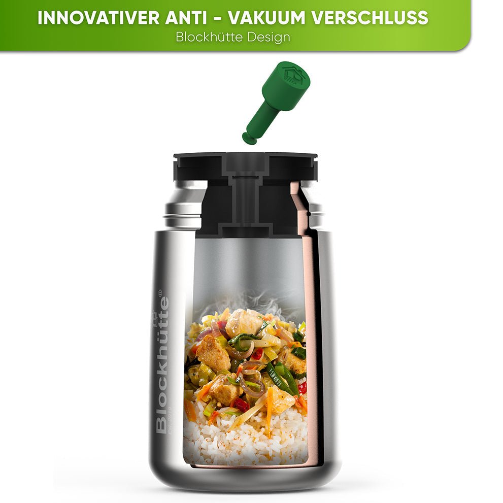 Edelstahl Thermobehälter mit Anti - Vakuum Stöpsel | 1000ml |