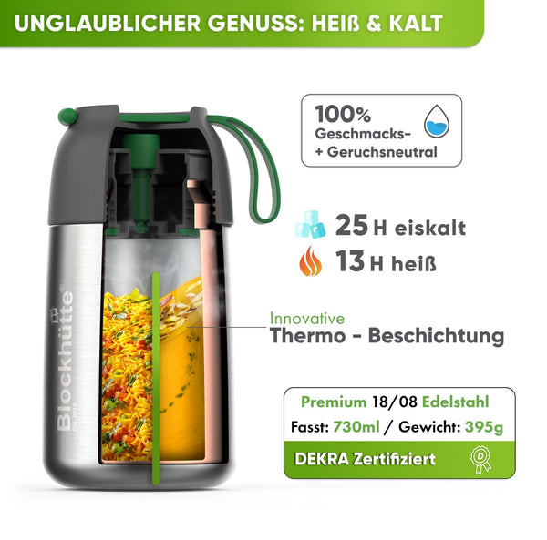 Freizeit Bundle - Edelstahl Thermobehälter + Edelstahl Sport Trinkflasche - Blockhütte - BH0024+BH0016
