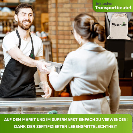 Premium Edelstahl Brotdose mit 2 Trennwänden - Blockhütte - BH0004